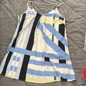 Love Riche Blue and White Spaghetti Strap Mini Sundress